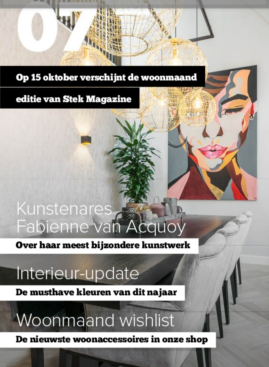 Stek Magazine cover featuring a colourful portrait painting by Fabienne van Acquoy